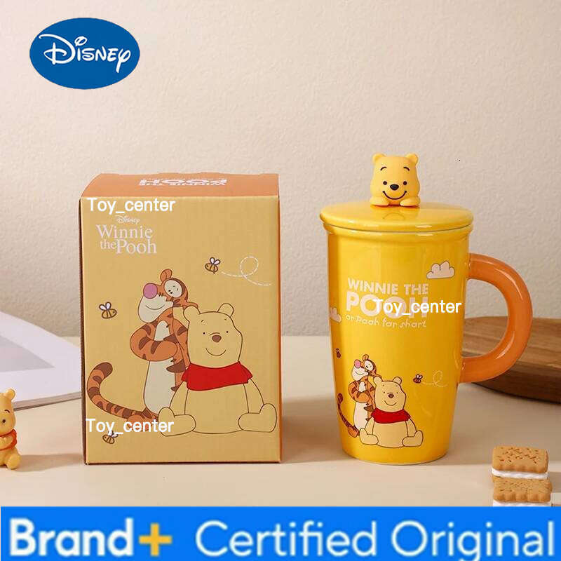 Disney Stitch Ceramic Mug with Lid Cartoon Winnie Large Capacity Water Mugs Cute Creative Design Lotso Character 500ml Cup Drinkware H260205