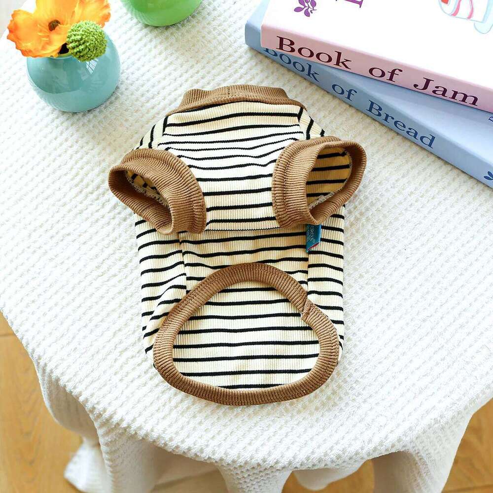 Vintage Small Vest Pet Clothes Dog Cat Anti-hair Loss Summer Sleeveless Coffee Striped Jumper 26Y0205