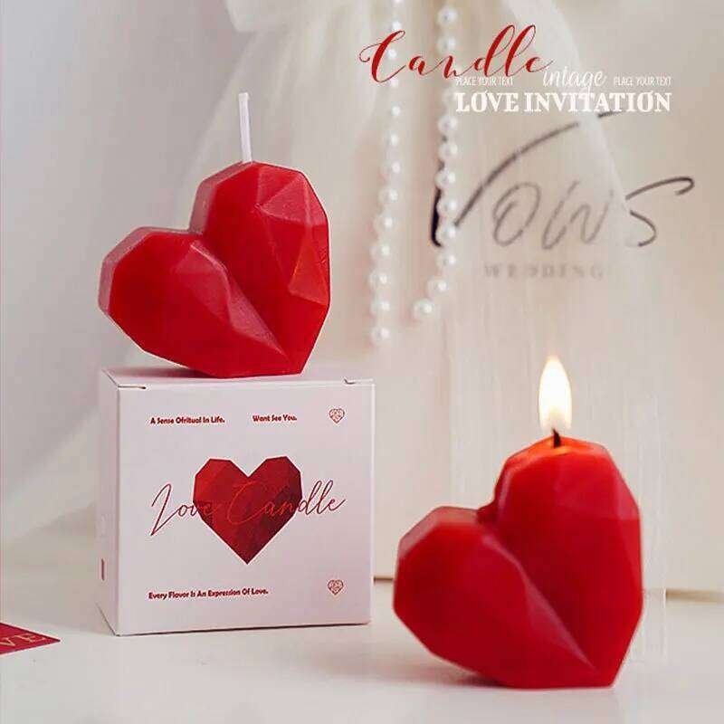 Red Heart-shaped Scented Candles with Box Aromatherapy Wax Love Irregular Candle Wedding Valentine's Day Gift Home Decoration S260204