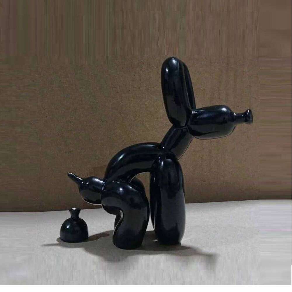 Modern Art Squat Balloon Dog Animal Decorative Statue, Suitable for Interior Living Room Farmhouse Bedroom Office Cabinet Wood S260204