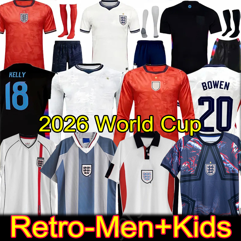 ENG 2026 World Cup England Soccer Jerseys KANE BELLINGHAM SAKA RICE Football Shirt BECKHAM EZE FODEN PALMER RASHFORD National Team Retro Women Men Kids Kit 3XL 4XL