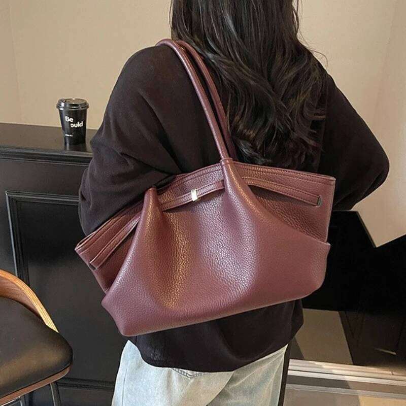 2026 New Lychee Pattern Underarm Shoulder Bags For Women Soft PU Leather Large Capacity Mini Tote Bag Luxury Designer Handbags Y260204