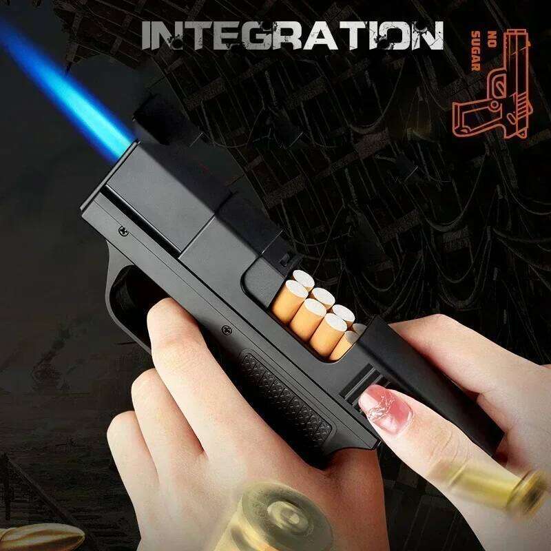 Unusual Pistol Style Lighters with Case Jet Turb Torch Capacity 10PCS Cigarette Windproof Cigar Lighter S260207