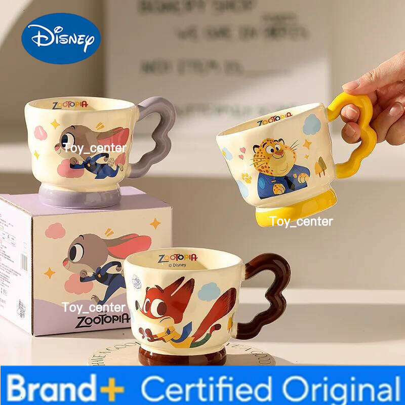 Disney Y2K 330ml New Anime Zootopia Judy Ceramic Kawaii Nick Milk Coffee Mug Breakfast Oat Girl Water Cup Birthday Gift H260205