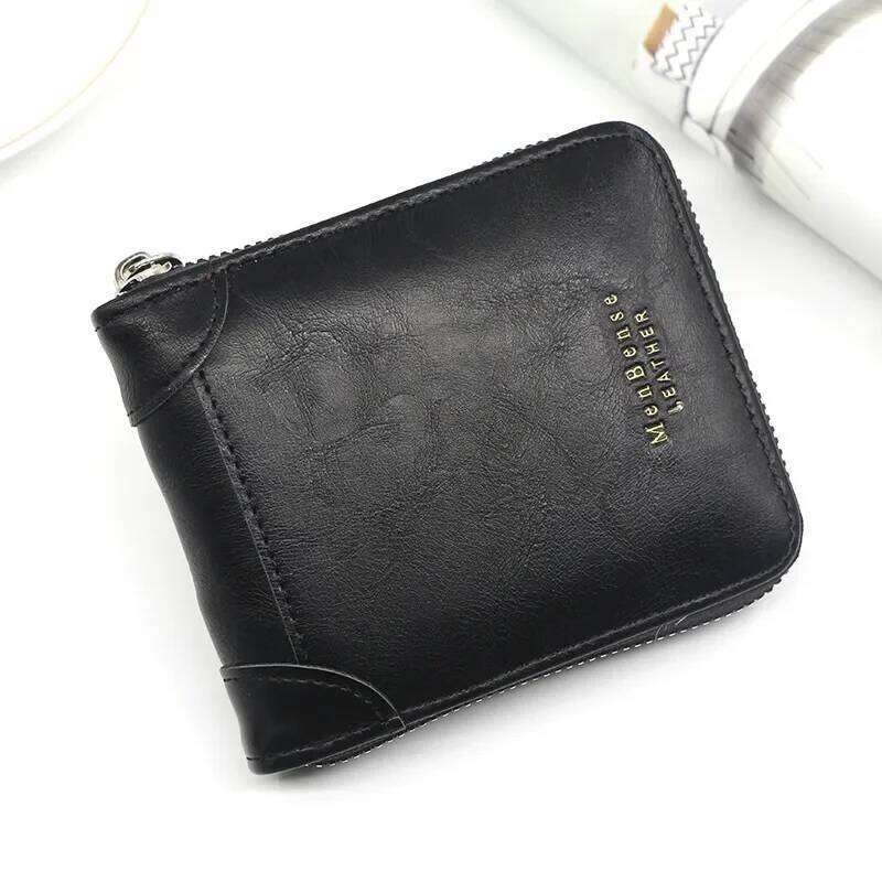 Short Small Zipper Wallet for Men Male Vintage Fashion Casual PU Leather Card Holder With Coin Pocket Coffee Black Brown Z260205