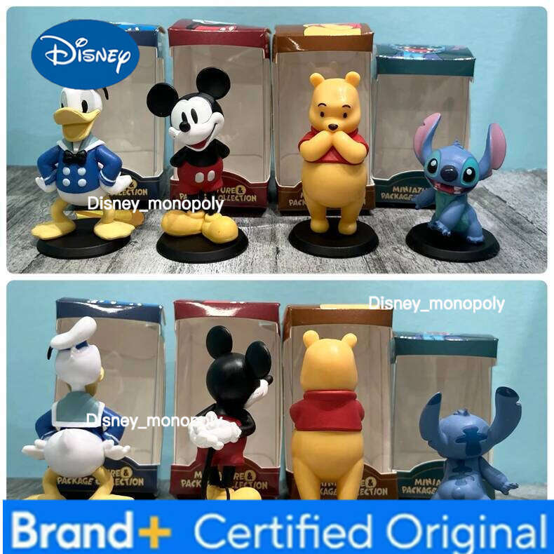 Disney In Stock Hot Genuine Bandai Boxed Ornaments Mickey Stitch Winnie The Pooh Model Toy Collectible Gift H260205