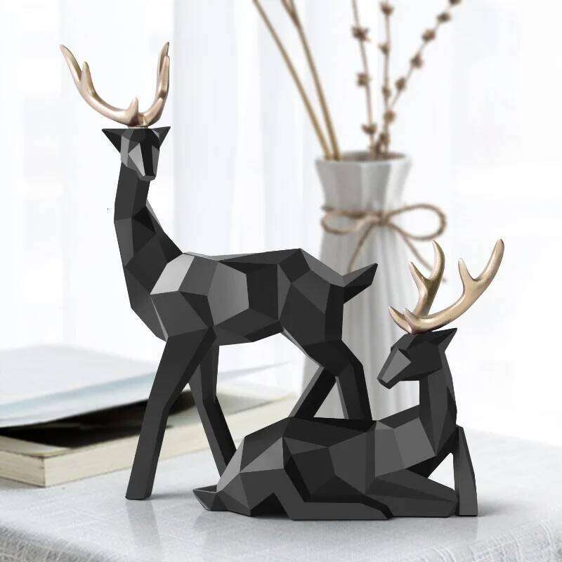 Resin Deer Statue Figurines Reindeer Sculpture White Deers Decor Office Home Living Room Decoration Tabletop S260204