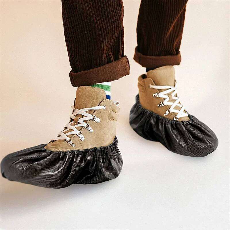 Disposable Durable 100 Pack Nonwoven & Boot Covers Waterproof Non-slip Shoe Booties for Indoors Home Workplace S260204