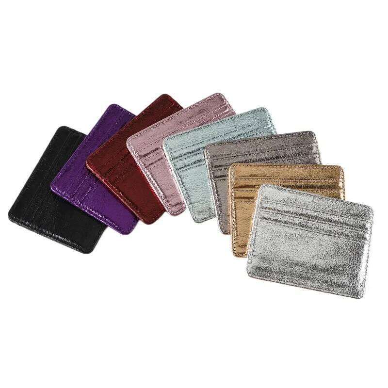Ultra Thin Cards Bag Gold Silver Black Multi Slot Sleeve PU Leather Credit Id Badge Holder Bus Card Case Z260205