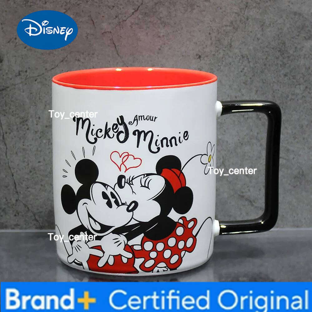 Disney Mickey Mouse Ceramic Cups 350ml Cartoon Handgrip Round Porcelain Homehold Drinkware Juice Milk Coffee Mug Couple Gift H260205