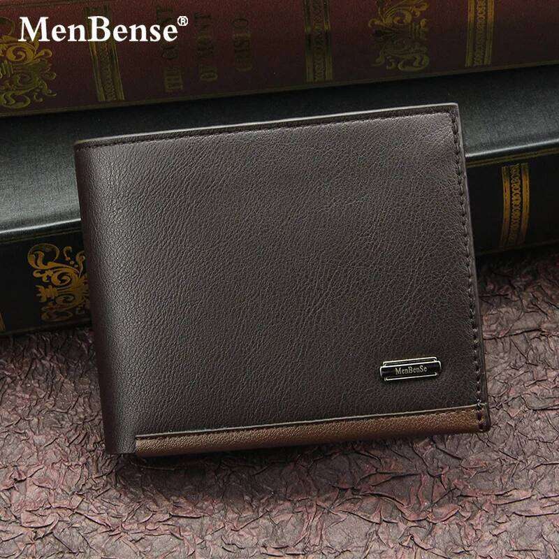 NEW Men's PU Leather Business Card Holder Premium Short Real Cowhide Wallets for Man Luxury Money Bag Coin Purse Clutch Z260205