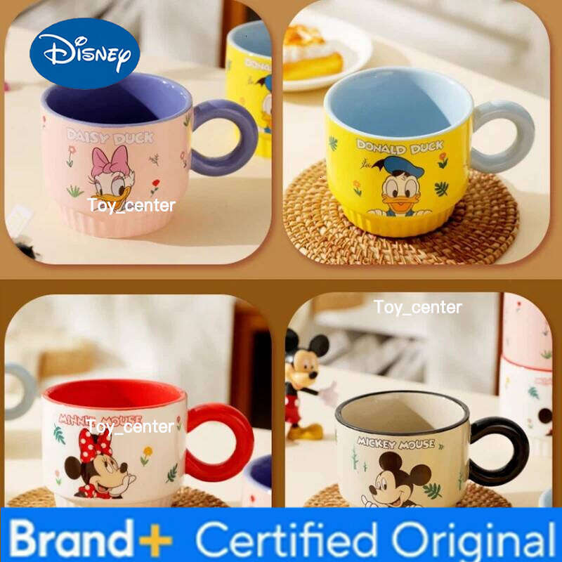 Disney Mickey Minnie Daisy Donald Duck Ceramic Mug Stackable Couple Water Cute Home Coffee Cup Birthday Gift Four Piece Set H260205