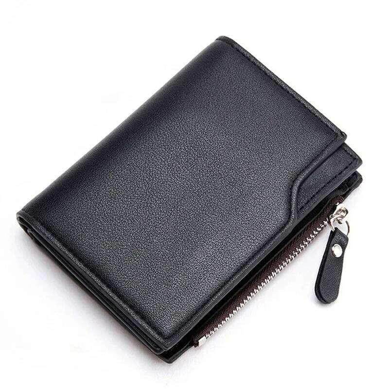 Short PU Leather Male Purse Black Coffee Holders with Zipper Men Wallet Money Bag carteira masculina Z260205