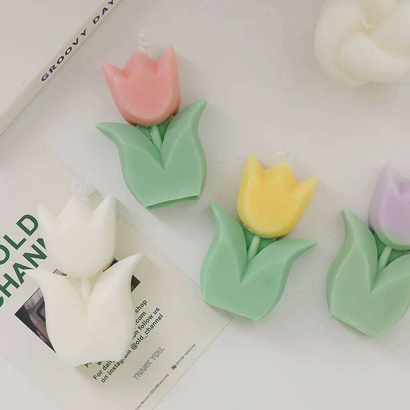 Creative Wedding Guest Gift Tulip Flower Aromatherapy Candle Aesthetic Room Decor Aromatic Candles Girl Birthday gifts S260204