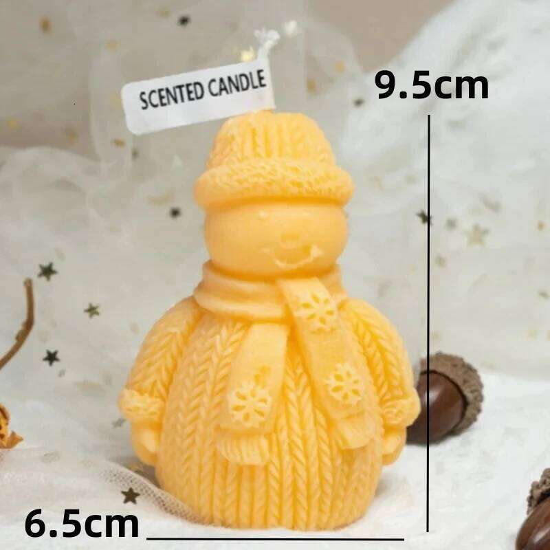 Scarf Snowman Cute Hat Candle Christmas Decoration Festival Aromatherapy Candles Xmas Home Tabletop Ornament S260204