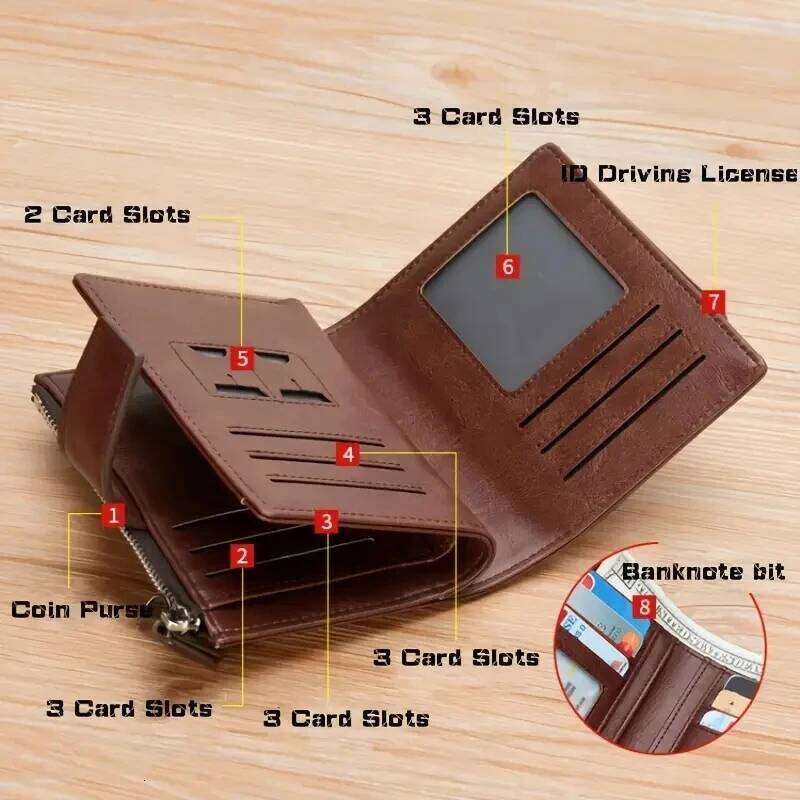 Men's Coin Purse RFID Anti-theft Man Leather Zipper Business Card Holder Money Bag Wallet Male Z260205