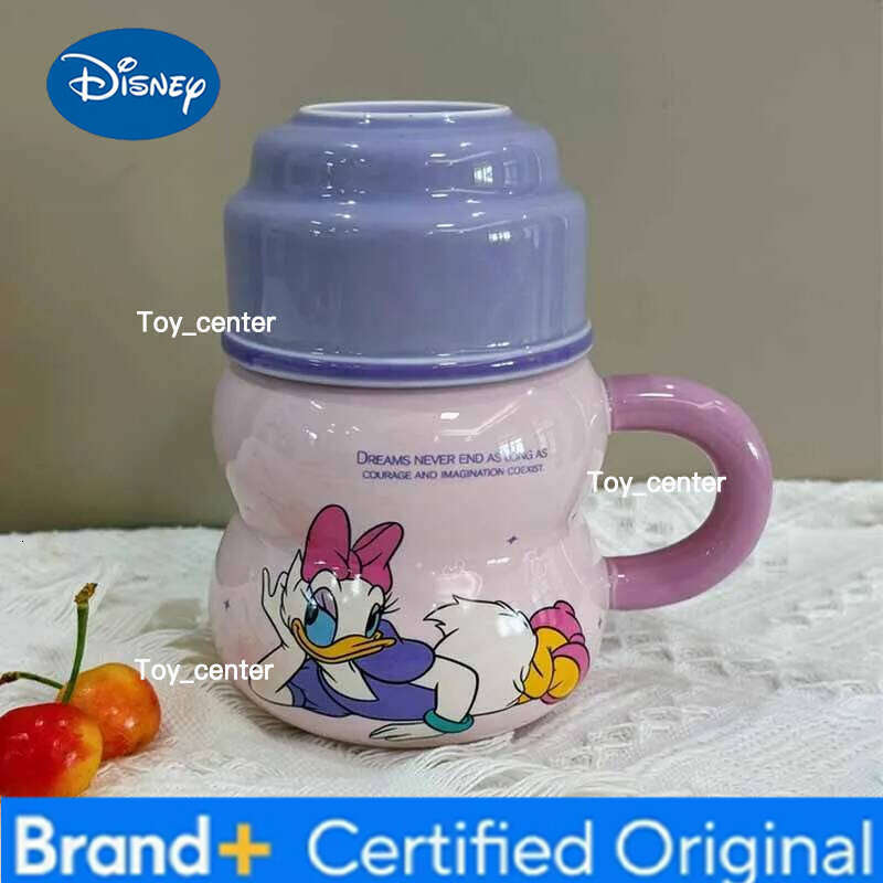 Disney Cute Anime Merchandise Stitch Gourd Home Couple With Lid Creative Water Cup Cartoon Ceramic Mug Gift H260205