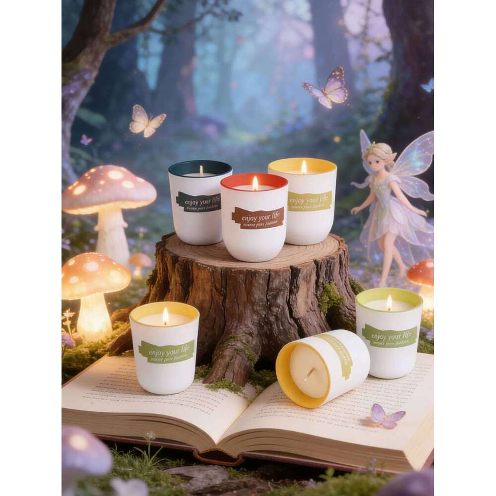 Coloured glass cup soy wax scented candle decorative wedding favours H260205