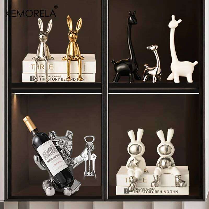 Ceramic Statue Ornaments Giraffe Figurines Sculptures Bookshelf Table Ornament For Living Room Bedroom NightStand Decors S260204