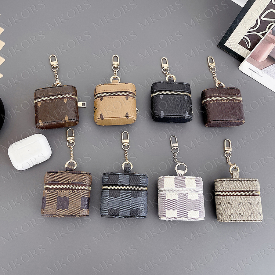Luxury Universal Earphone Case for Airpods 1 2 3 4 Pro Pro2 Pro3 Mini Zipper Purse Earbuds Bluetooth Charging House Storage Designer Package Cover with Claso Chain