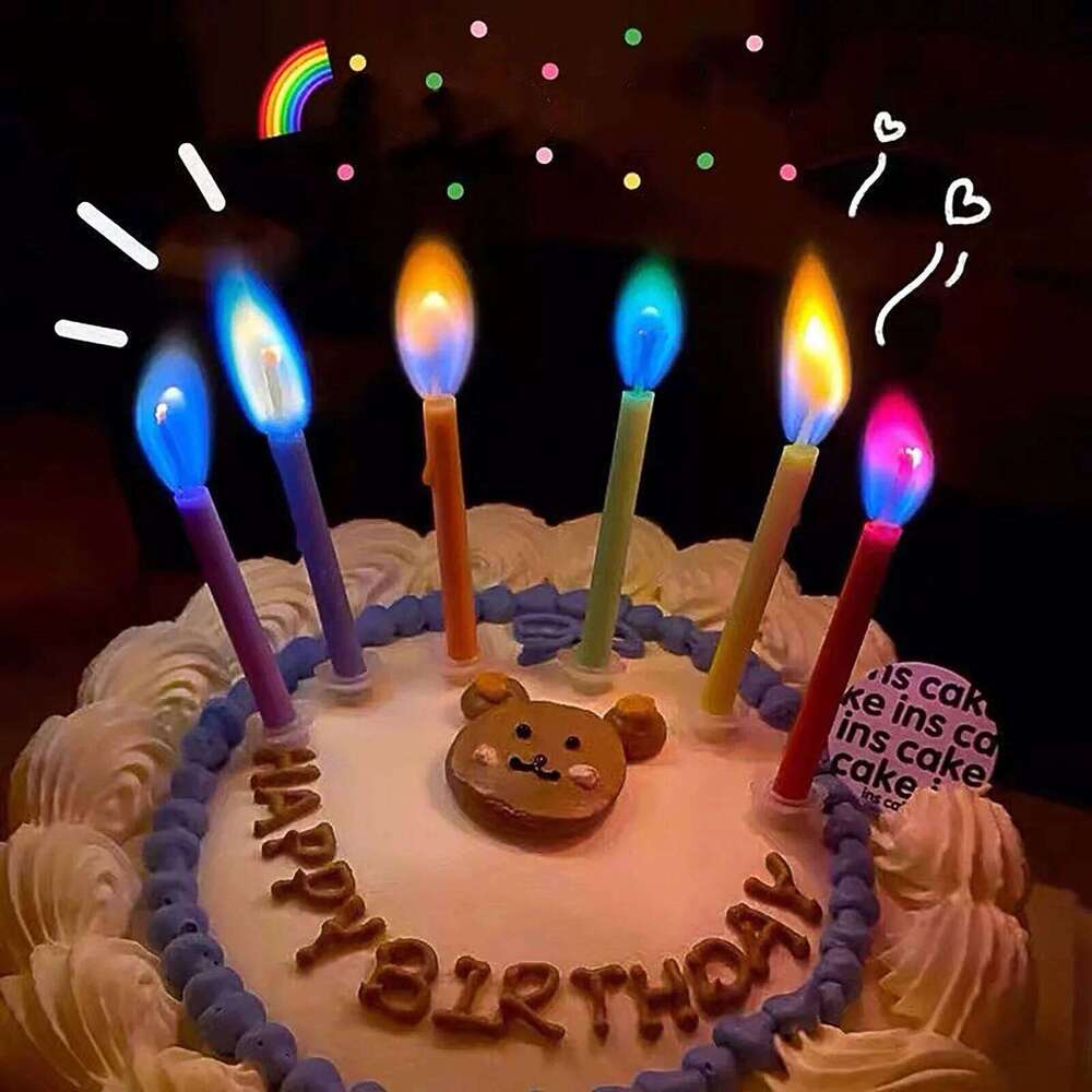 Multicolour Flame Colorful 6/12pcs/pack Wedding Birthday Cake Candles Decoration Party Supplies for Children Kids S260204