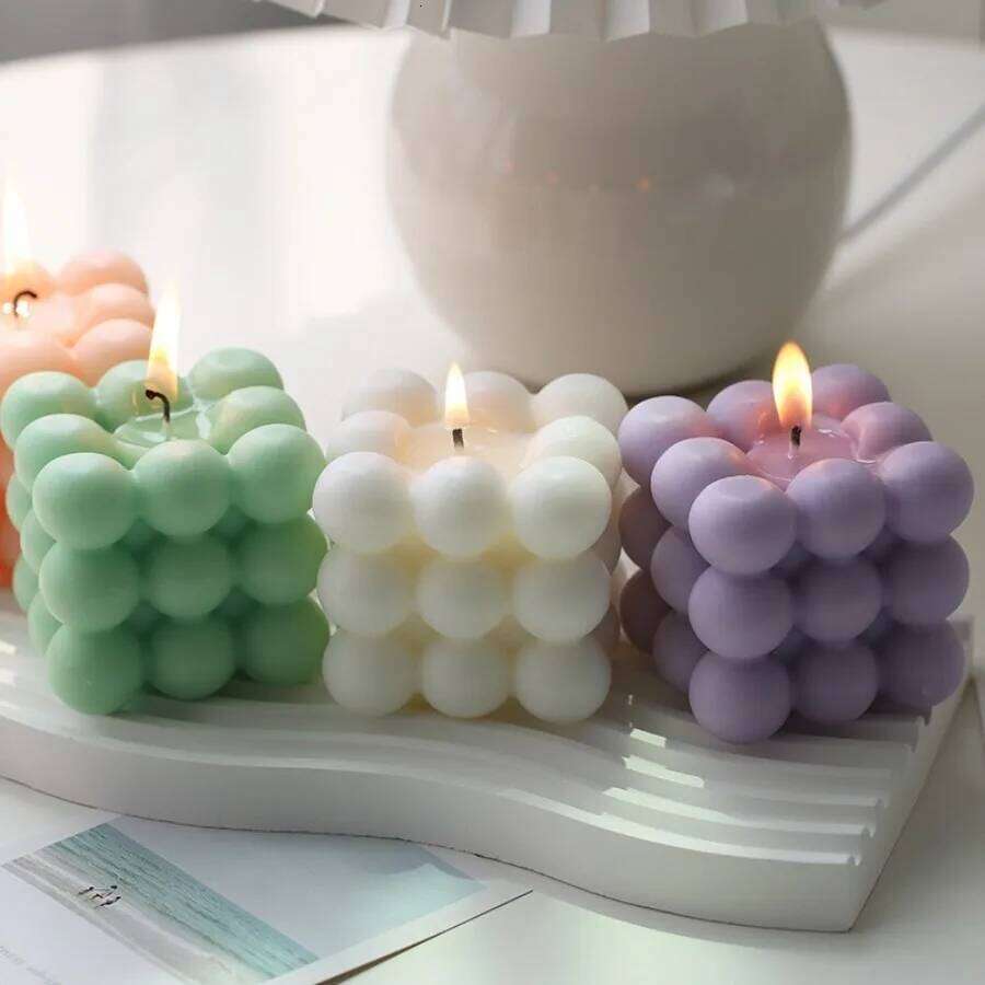 1Pc Bubble Cube Shaped Handmade Scented Aromatherapy Soy Wax Candle Home Decoration Wedding Birthday Party Candles S260204