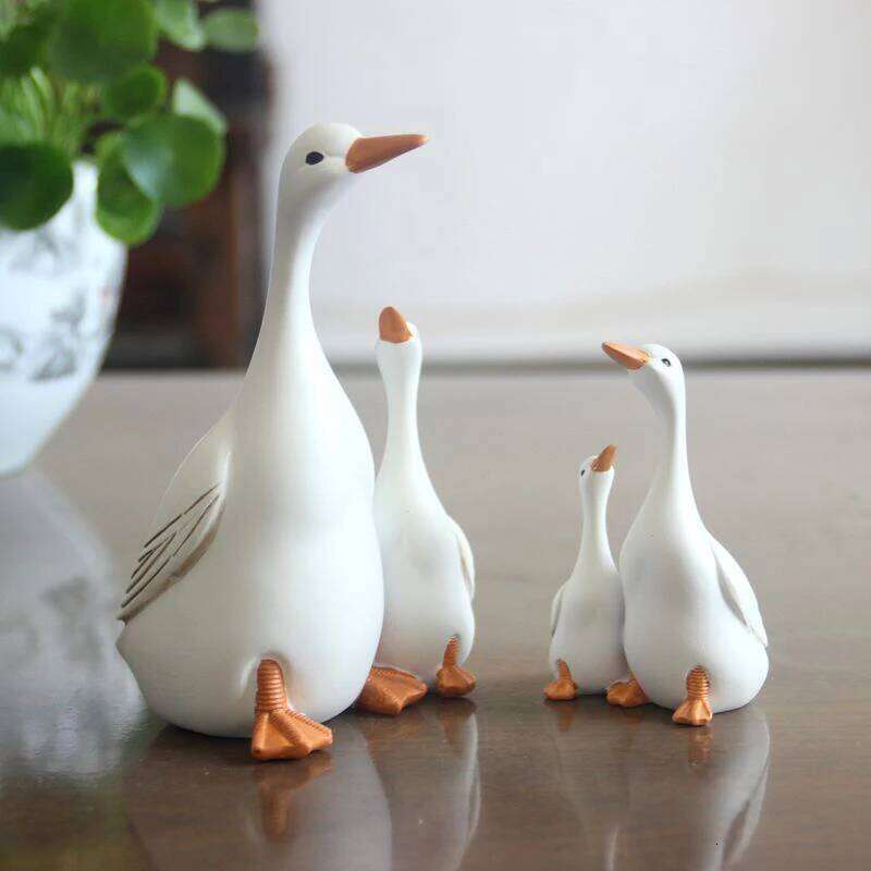 Crafts Perfect Resin Statue Mother And Son Duck Decor For Cabinet Living Room S260204