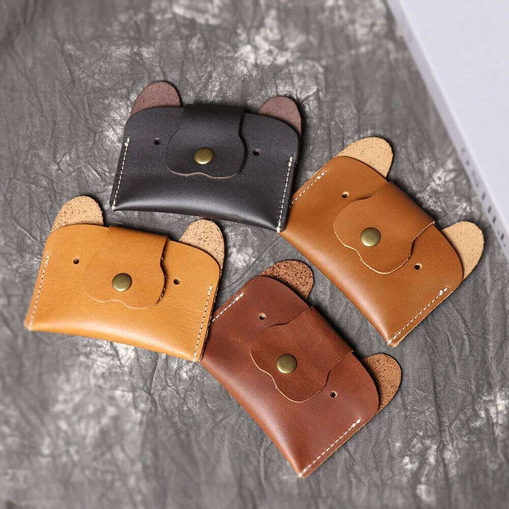 LUOKIR Creative Leather Cartoon Puppy Amount of Cash Top Layer Cowhide ID Holder Cute Small Card Bag Z260205