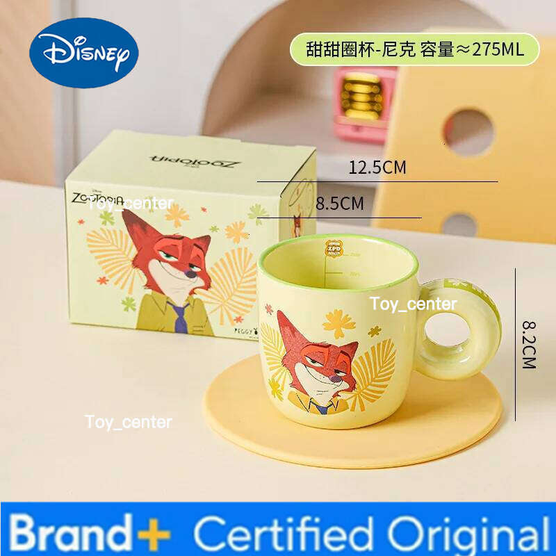 Disney Zootopia Cartoon Anime Couples Mug Cute Ceramic Tea Coffee Milk Graduated Cup Set Home Decoration Kawaii Gift for Girls H260205
