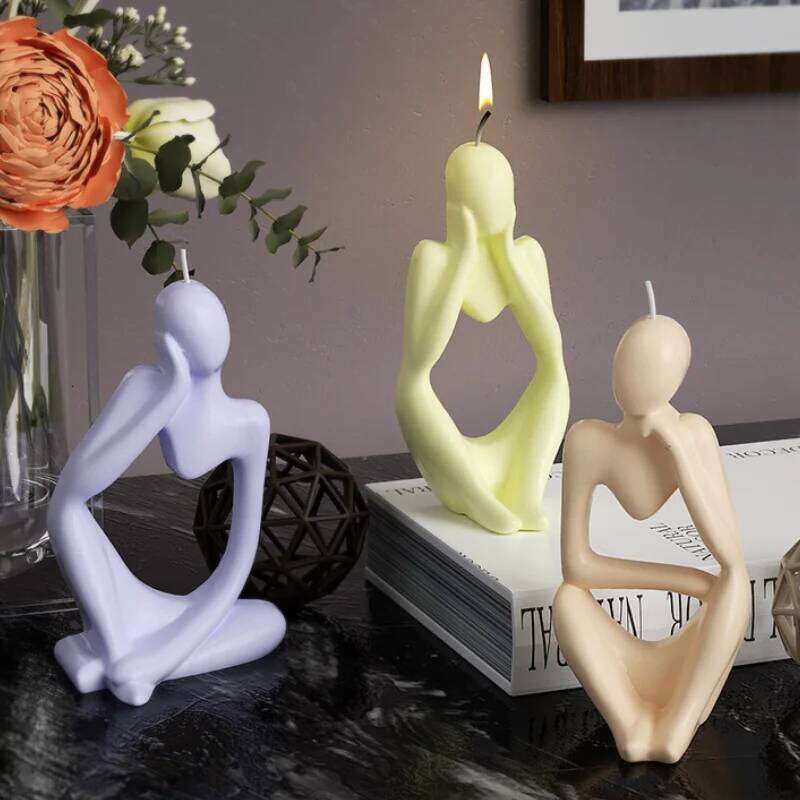 3D Thinker Portrait Ornaments Epoxy Simple European Abstract Body candle mold Resin Silicone Mold Home Decor S260204