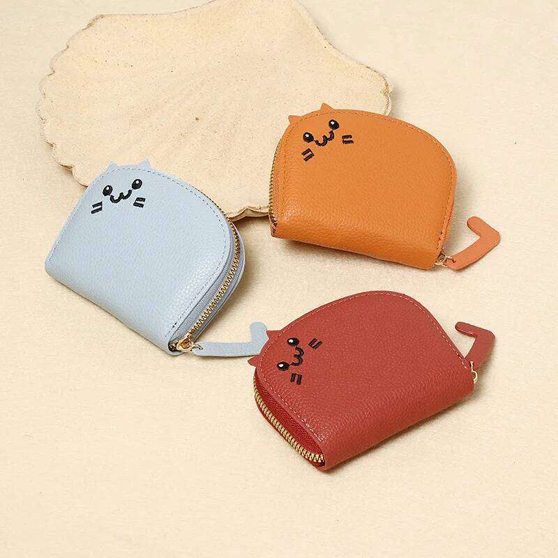 Cartoon Cat Shaped Design Wallet Women's Multi-card Slots Holder Cute Fashion Faux Leather Coin Purse Creative Card Clutch Bag Z260205