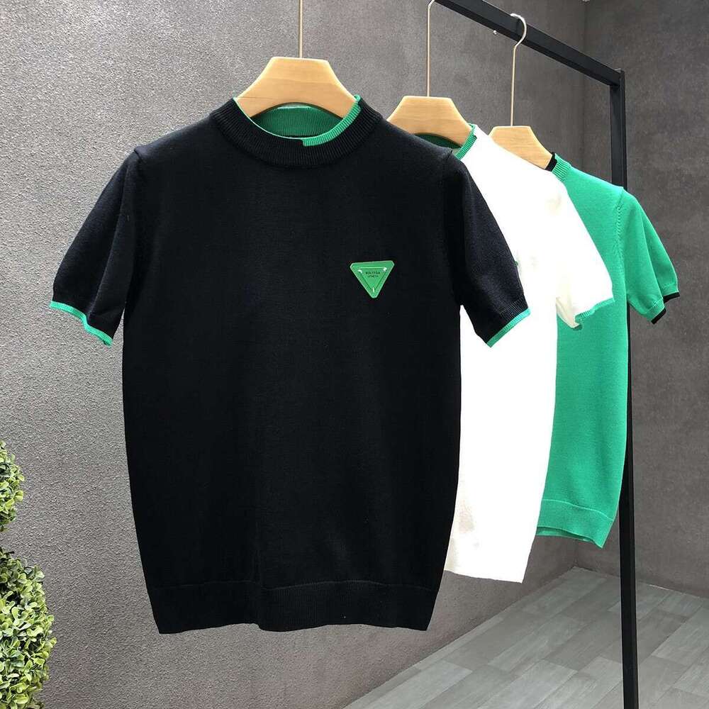 White Knitted Short Sweater For Men, Stylish And Warm Inner Layer Half Sleeve T-Shirt, Men's Base Shirt Luanyun