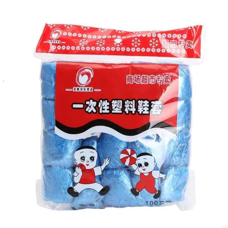 51BD 100PCS Waterproof Boot Plastic Disposable Shoe Covers Overshoes S260204