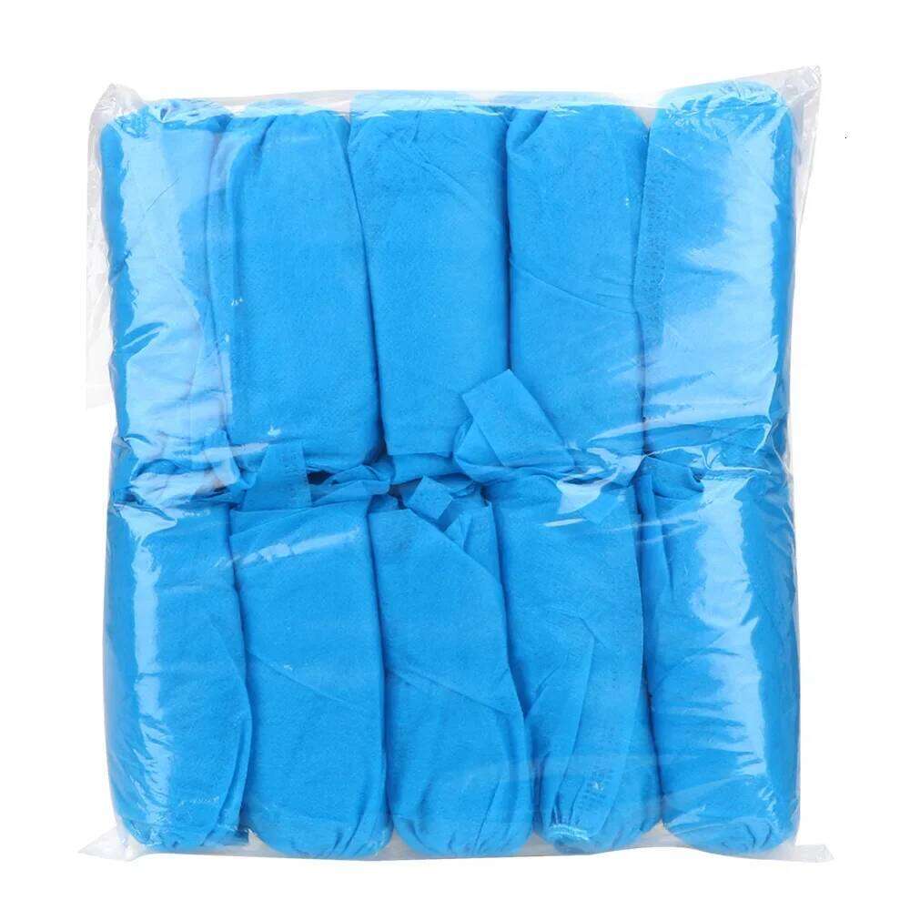 100PCS Disposable Non-Woven Fabric Overshoes Anti-Slip Shoe Dust Covers Elastic Band S260204