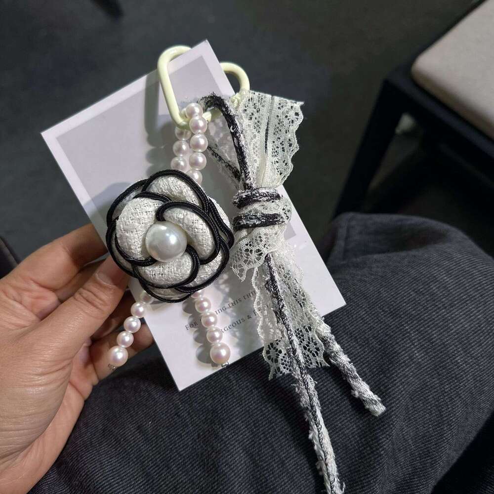 Keychain Designer Pearl Camellia New Ribbon DIY Bag Pendant Braided Rope Phone Accessory Keychain Chain