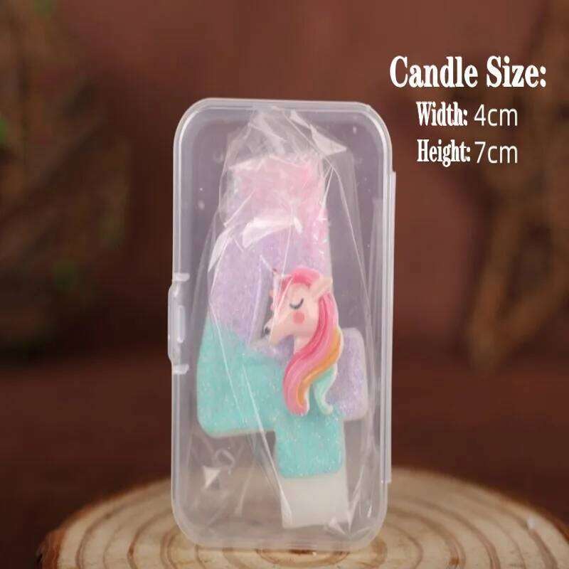 0-9 Number Cartoon Unicorn Digital Candles for Kids Birthday Party Festival Cake Decoration Atmosphere Props Fun Themed Candle S260204