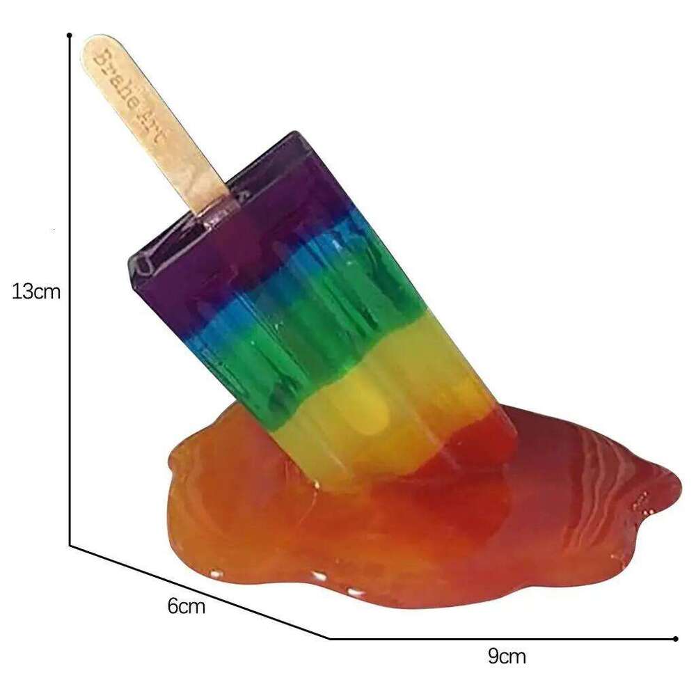 Melting Popsicle Sculpture Ice Cream Statue Decoration Mini Resin Art Crafts S260204