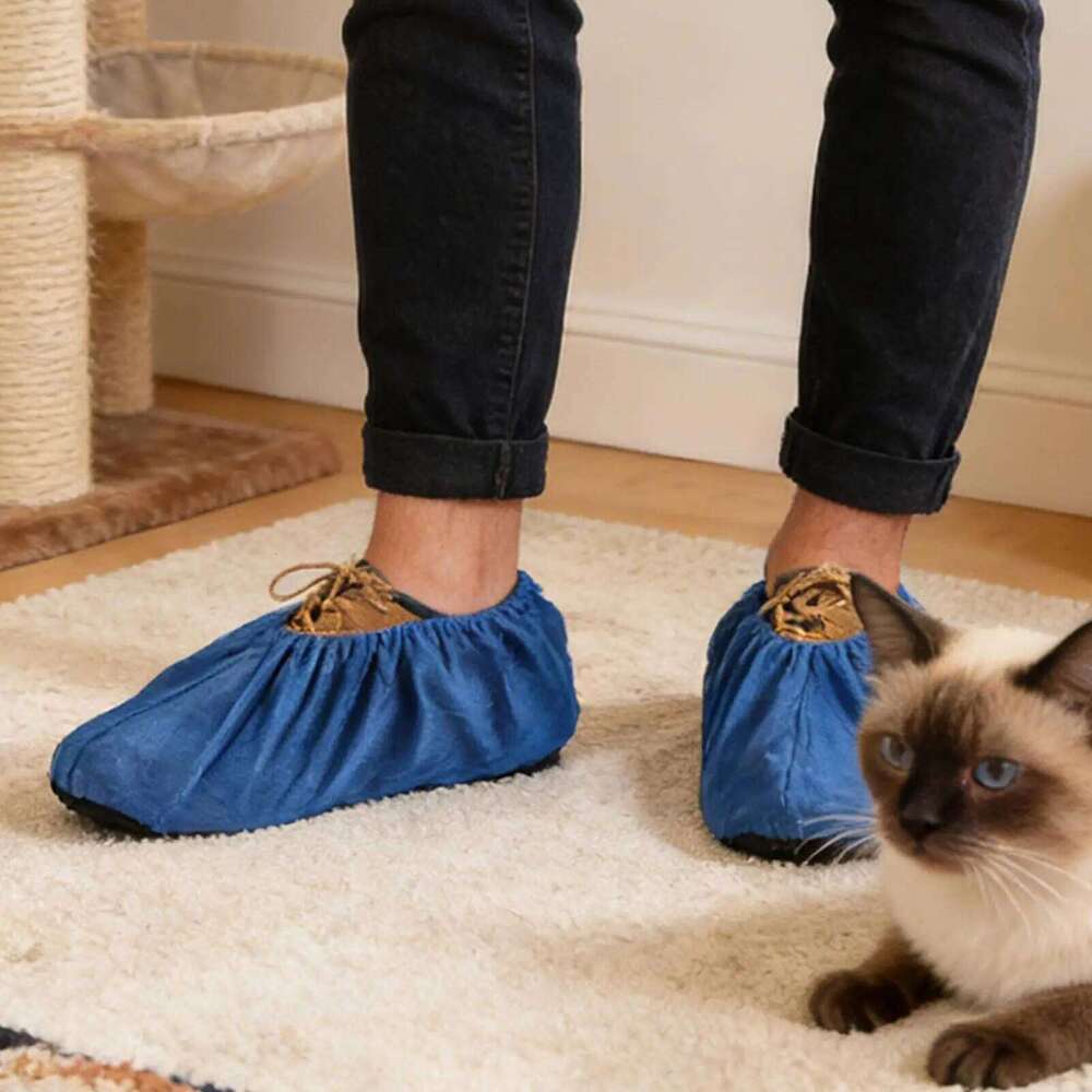 Non-Slip Shoe Covers with Full Sole Protection Soft Fabric Guards Against Dirt Scuffs For Home, Office, Gym & Indoor Workplace S260204