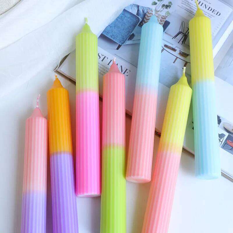 3.5x26cm Colorful Pointed Top Candle, Stripe Fine Tooth Wax, Long Threaded Decorative Pole Wax S260204