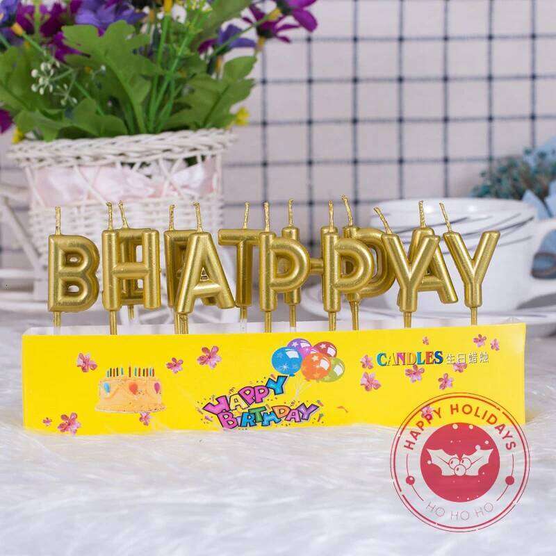Happy Birthday Pearl Gold Silver Purple Pink Letter Candle Lamp Creative Cake Baking Festival Decorative Products S260204
