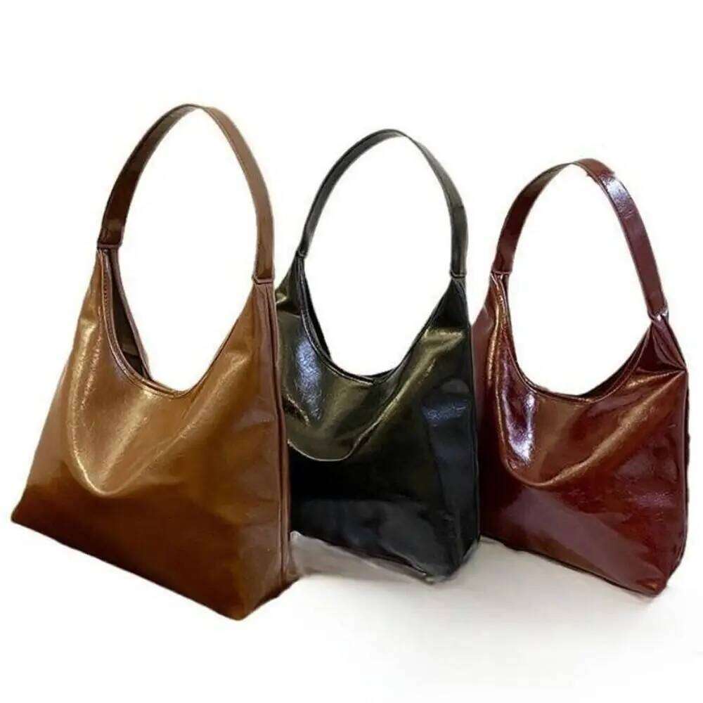 Casual Wine Red Hobo korean Style Large Capacity Underarm Vintage Single Shoulder Tote Bag Commute Y260204