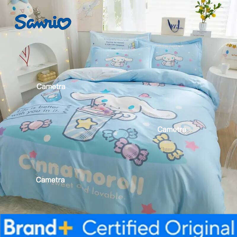 Sanrio Genuine Children's Cartoon 100% 4pcs Cinnamoroll Cotton Quilt Cover Bed Sheet Pillowcase 3pcs Set H2602051