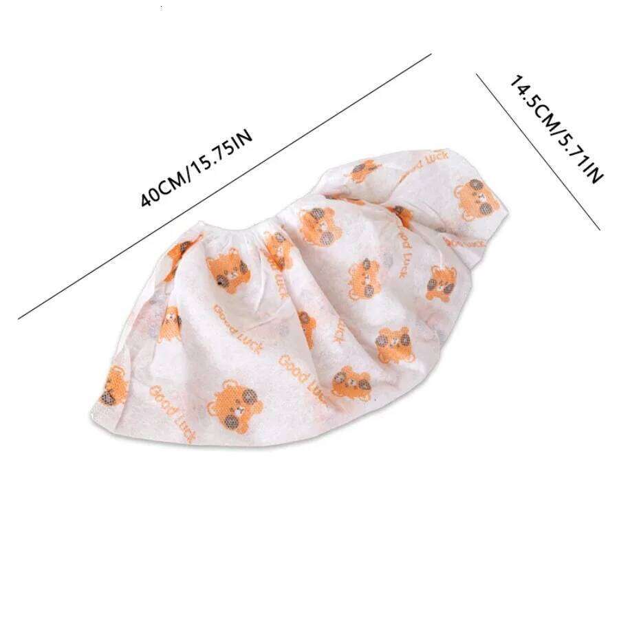 50PCS Cute Bear Disposable Shoe Covers Waterproof Non-Slip Nonwoven Booties Indoor Home Use S260204