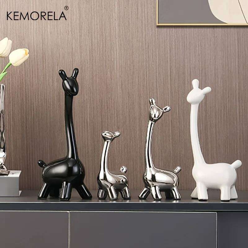 Ceramic Statue Ornaments Giraffe Figurines Sculptures Bookshelf Table Ornament For Living Room Bedroom NightStand Decors S260204