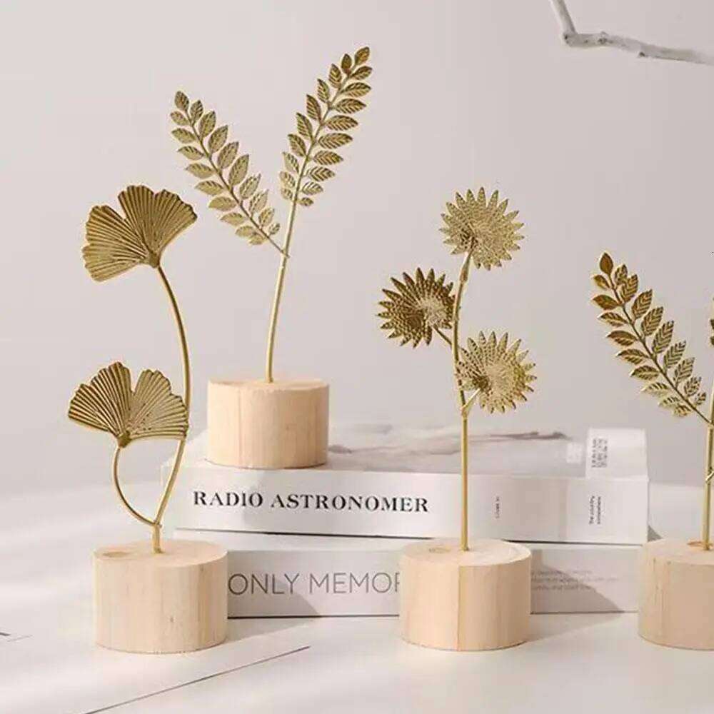 Ginkgo Leaf Wrought Iron Ornaments Home Decoration Office Desktop Crafts Miniature Figurines Creative Luxury Ornament S260204