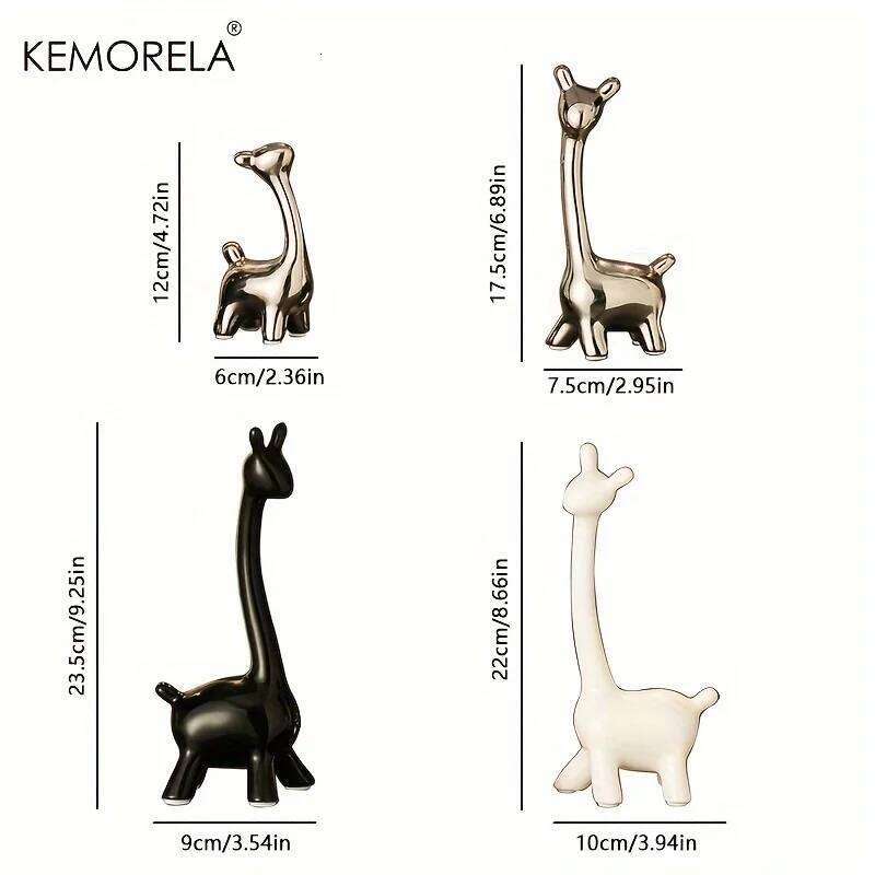 Ceramic Statue Ornaments Giraffe Figurines Sculptures Bookshelf Table Ornament For Living Room Bedroom NightStand Decors S260204