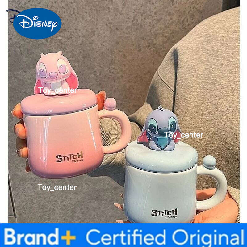 Disney Stitch Cartoon Anime Couples Mug Cute Ceramic Tea Coffee Milk Cup Set Home Decoration Kawaii Birthday Gift for Girls H260205