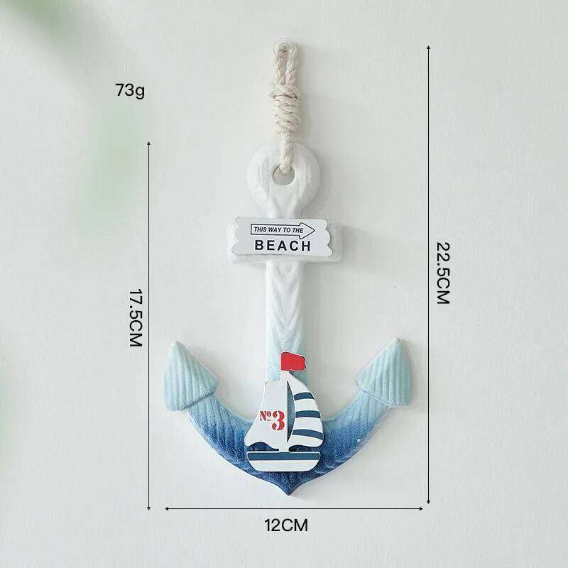 New Anchor Navigation Decoration Wooden Marine Crafts Home Wall Courtyard Decor Pendant Hanging Clothes Hook Beach Sign S260204