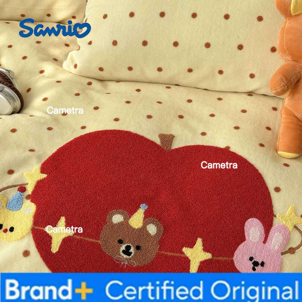 Sanrio Kawaii Bear Embroidered Winter Bedding Thickened Warm Milk Velvet Duvet Set with Sheets Soft Flannel Quilt Cover Kit H260205