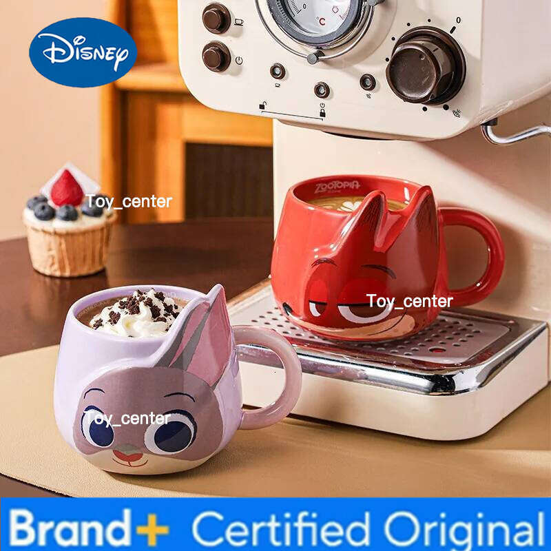 Disney Zootopia2 Cartoon Anime Couples Mug Cute Ceramic Tea Coffee Printing Milk Cup Set Home Decoration Kawaii Gift for Girls H260205
